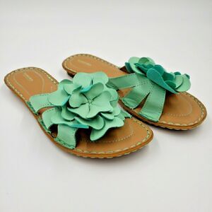 Sonoma Snmariel Aqua Mint Floral Slide Fashion Low Sandal Womens Sz 7 Tropical